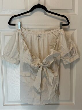 Tie-Front Cream Women's Blouse